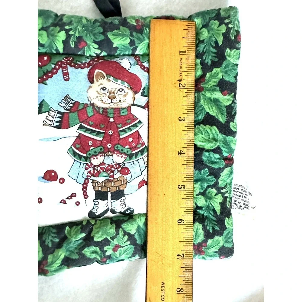 VINTAGE FRANCO Christmas Cat Country Cottage HOT PAD POTHOLDER